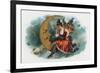 Picant Brand Cigar Box Label, Fairy Woman Smoking on the Moon-Lantern Press-Framed Art Print