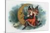 Picant Brand Cigar Box Label, Fairy Woman Smoking on the Moon-Lantern Press-Stretched Canvas