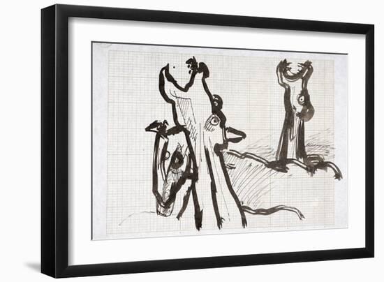 Picasso sketches 115, 1988 (drawing)-Ralph Steadman-Framed Giclee Print