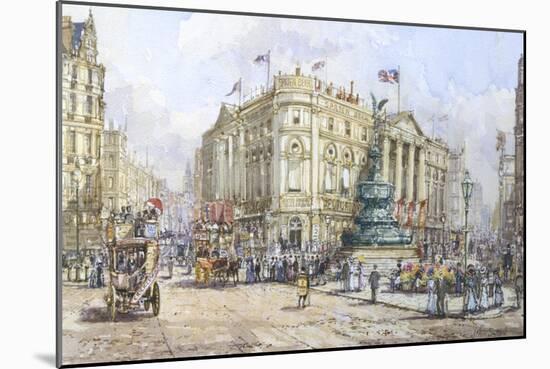 Piccadilly Circus and Shaftesbury Avenue-John Sutton-Mounted Giclee Print