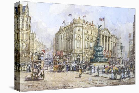 Piccadilly Circus and Shaftesbury Avenue-John Sutton-Stretched Canvas