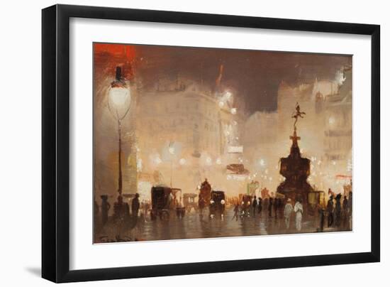 Piccadilly Circus (Oil on Board)-George Hyde Pownall-Framed Giclee Print