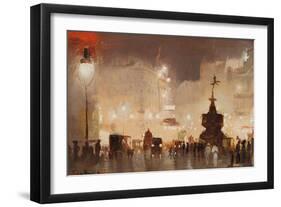 Piccadilly Circus (Oil on Board)-George Hyde Pownall-Framed Giclee Print