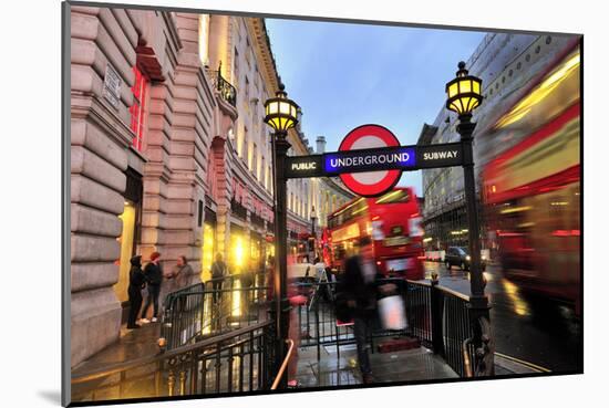 Piccadilly Circus Underground Station in Regent Street, London, South of England-null-Mounted Art Print