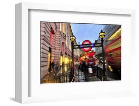 Piccadilly Circus Underground Station in Regent Street, London, South of England-null-Framed Art Print