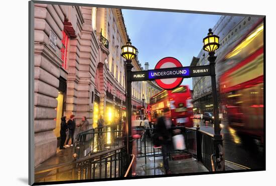 Piccadilly Circus Underground Station in Regent Street, London, South of England-null-Mounted Art Print