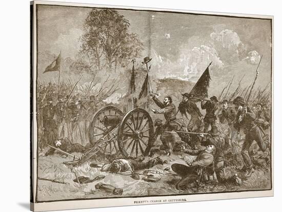 Pickett's Charge at Gettysburg, from a Book Pub. 1896-Alfred Rudolf Waud-Stretched Canvas