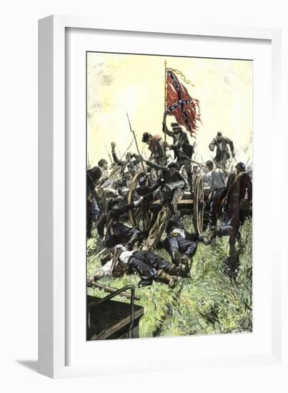 Pickett's Charge Reaching the Union Center at the Battle of Gettysburg, American Civil War-null-Framed Giclee Print