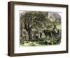 Picking Apples, a Farm Scene Near Pride's Bridge, Maine, c.1800-null-Framed Giclee Print