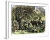 Picking Apples, a Farm Scene Near Pride's Bridge, Maine, c.1800-null-Framed Giclee Print