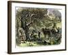 Picking Apples, a Farm Scene Near Pride's Bridge, Maine, c.1800-null-Framed Giclee Print