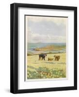 Picking Daffodils for the Market St. Mary's Scilly Isles-Jessie Mothersole-Framed Art Print