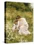 Picking Daisies, 1905-Hermann Seeger-Stretched Canvas