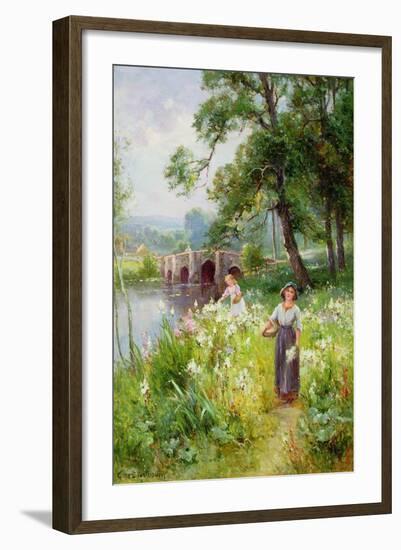 Picking Flowers by the River-Ernest Walbourn-Framed Giclee Print