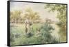 Picking Posies by the River-Alfred Augustus Glendenning-Framed Stretched Canvas