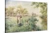 Picking Posies by the River-Alfred Augustus Glendenning-Stretched Canvas