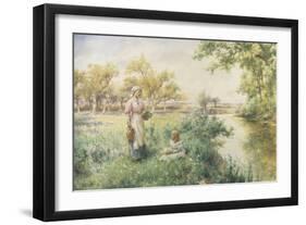 Picking Posies by the River-Alfred Augustus Glendenning-Framed Giclee Print