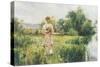 Picking Wild Flowers-Alfred Augustus Glendenning-Stretched Canvas