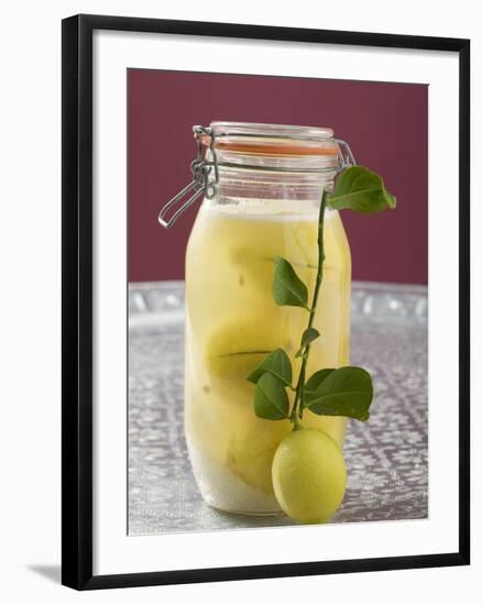 Pickled Lemons in Jar, Small Branch with Fresh Lemon-null-Framed Photographic Print