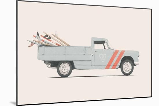 Pickup Car with Surfboards, 2019 (Pencil, Digital)-Florent Bodart-Mounted Giclee Print