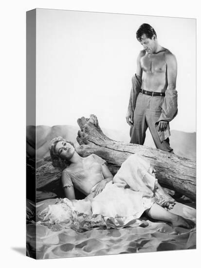 PICNIC, 1956 directed by JOSHUA LOGAN Kim Novak and William Holden (b/w photo)-null-Stretched Canvas