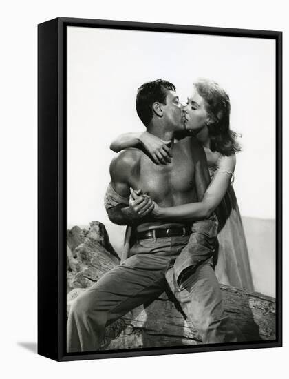 PICNIC, 1956 directed by JOSHUA LOGAN William Holden and Kim Novak (b/w photo)-null-Framed Stretched Canvas