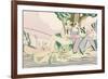 Picnic and Fishing Scene, circa 1920-Charles Martin-Framed Giclee Print