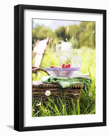 Picnic Basket with Picnicware and Radishes-null-Framed Photographic Print