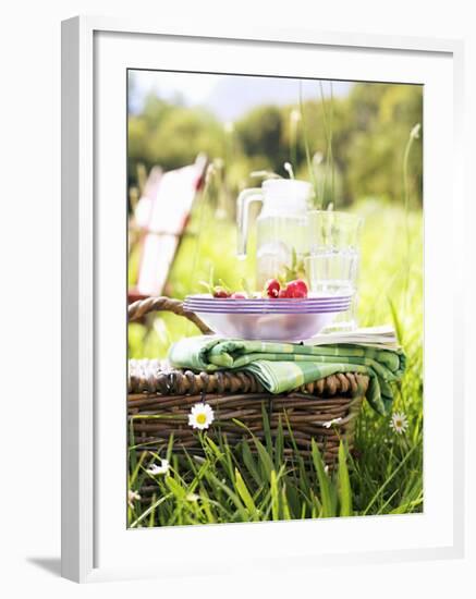 Picnic Basket with Picnicware and Radishes-null-Framed Photographic Print