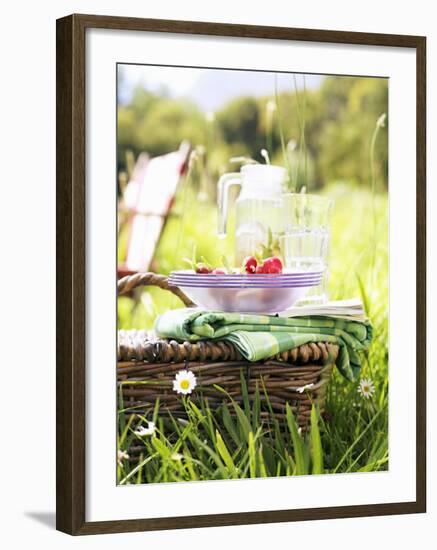 Picnic Basket with Picnicware and Radishes-null-Framed Photographic Print