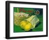 Picnic Lemon Label - Whittier, CA-Lantern Press-Framed Art Print