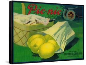 Picnic Lemon Label - Whittier, CA-Lantern Press-Framed Stretched Canvas