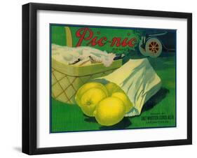 Picnic Lemon Label - Whittier, CA-Lantern Press-Framed Art Print