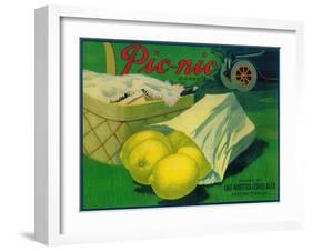 Picnic Lemon Label - Whittier, CA-Lantern Press-Framed Art Print