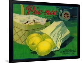 Picnic Lemon Label - Whittier, CA-Lantern Press-Framed Art Print