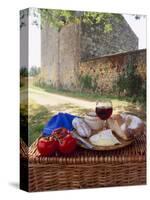 Picnic Lunch of Bread, Cheese, Tomatoes and Red Wine on a Hamper in the Dordogne, France-Michael Busselle-Stretched Canvas