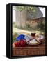 Picnic Lunch of Bread, Cheese, Tomatoes and Red Wine on a Hamper in the Dordogne, France-Michael Busselle-Framed Stretched Canvas