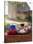 Picnic Lunch of Bread, Cheese, Tomatoes and Red Wine on a Hamper in the Dordogne, France-Michael Busselle-Stretched Canvas