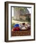 Picnic Lunch of Bread, Cheese, Tomatoes and Red Wine on a Hamper in the Dordogne, France-Michael Busselle-Framed Photographic Print