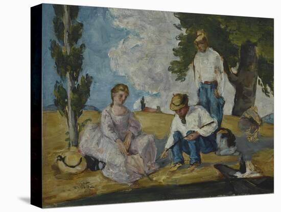 Picnic on a Riverbank, 1873-74-Paul Cézanne-Stretched Canvas