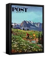 "Picnic On Mt. Ranier" Saturday Evening Post Cover, July 17, 1954-John Clymer-Framed Stretched Canvas