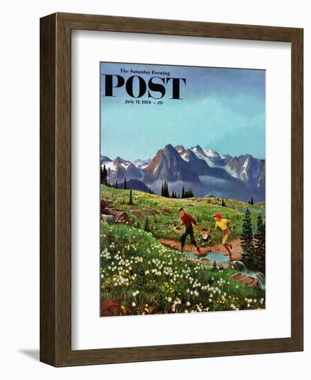 "Picnic On Mt. Ranier" Saturday Evening Post Cover, July 17, 1954-John Clymer-Framed Giclee Print