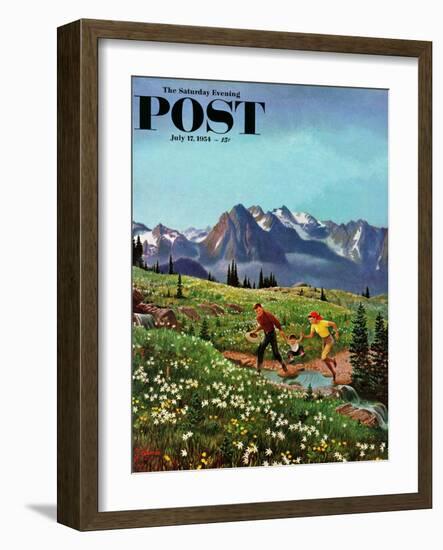 "Picnic On Mt. Ranier" Saturday Evening Post Cover, July 17, 1954-John Clymer-Framed Giclee Print