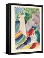 Picnic on the Beach (Picnic after Sailin), 1913-August Macke-Framed Stretched Canvas