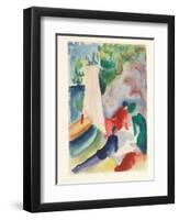 Picnic on the Beach (Picnic after Sailin), 1913-August Macke-Framed Premium Giclee Print