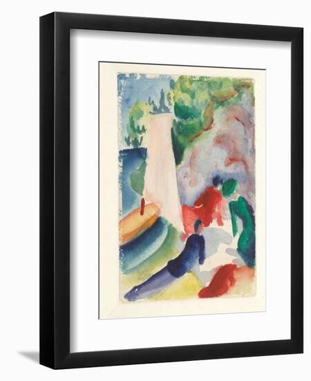 Picnic on the Beach (Picnic after Sailin), 1913-August Macke-Framed Premium Giclee Print