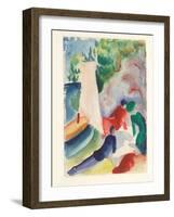 Picnic on the Beach (Picnic after Sailin), 1913-August Macke-Framed Giclee Print