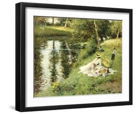 Picnic on the Riverbank-Fernand Toussaint-Framed Premium Giclee Print