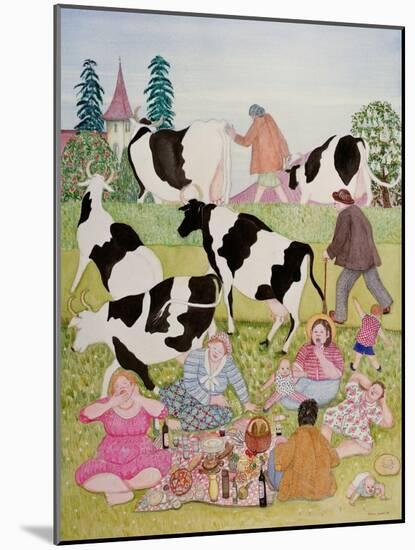 Picnic with Cows-Gillian Lawson-Mounted Giclee Print
