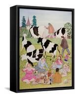 Picnic with Cows-Gillian Lawson-Framed Stretched Canvas